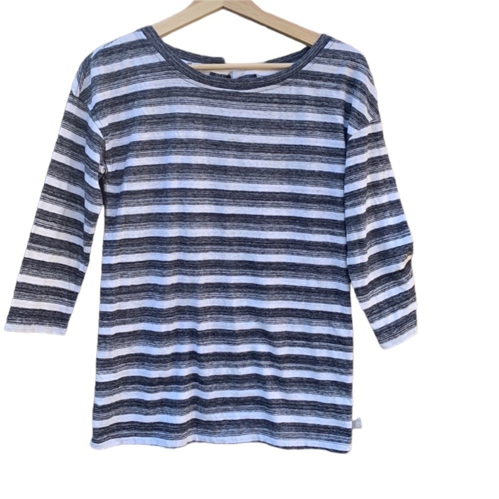 T by Talbots XS nautical blue and white striped blouse with tie on back of neck